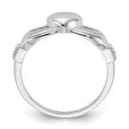 Sterling Silver Rhodium-plated CZ Claddagh Ring