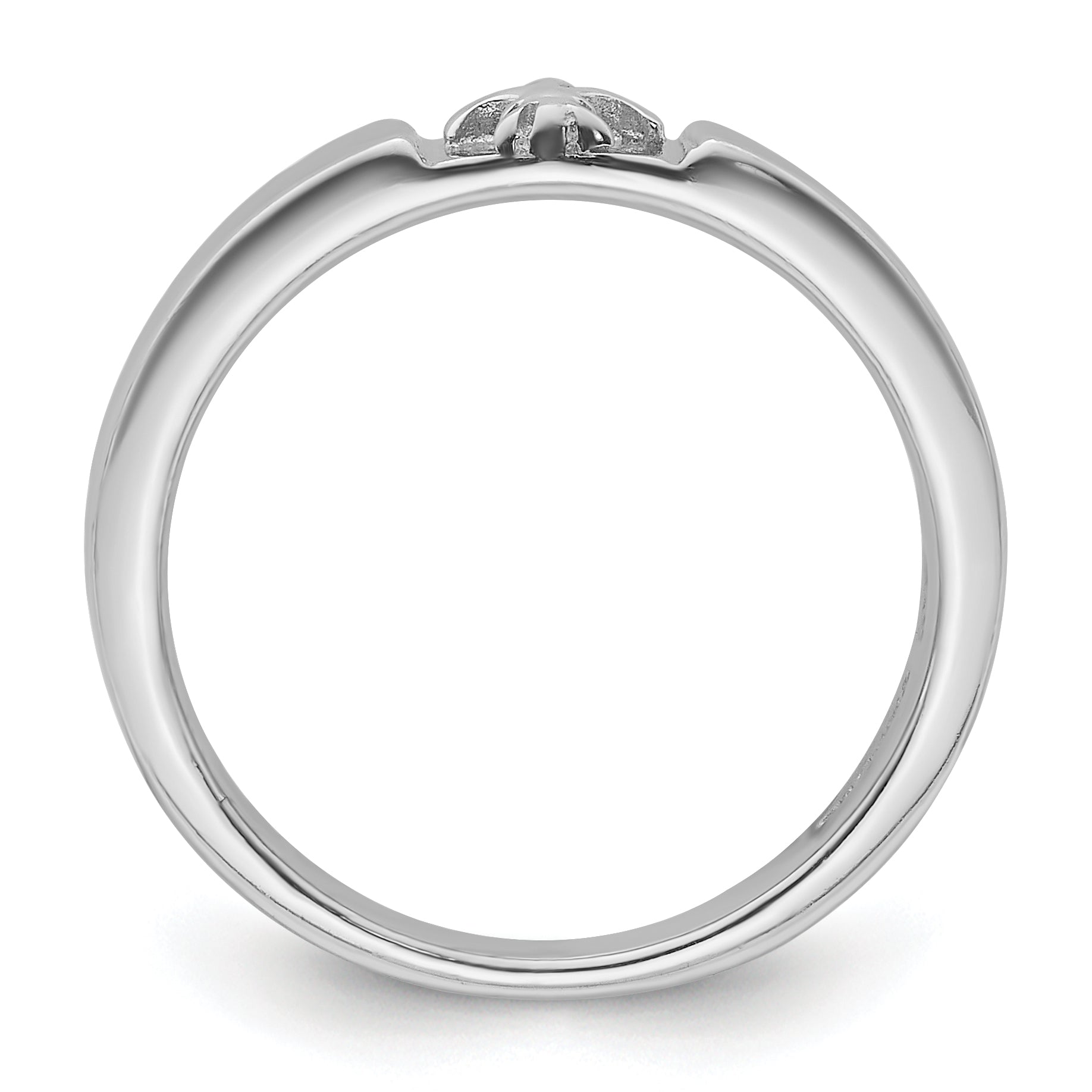 Sterling Silver Rhodium-plated Fleur-de-Lis Band Ring Secondary image