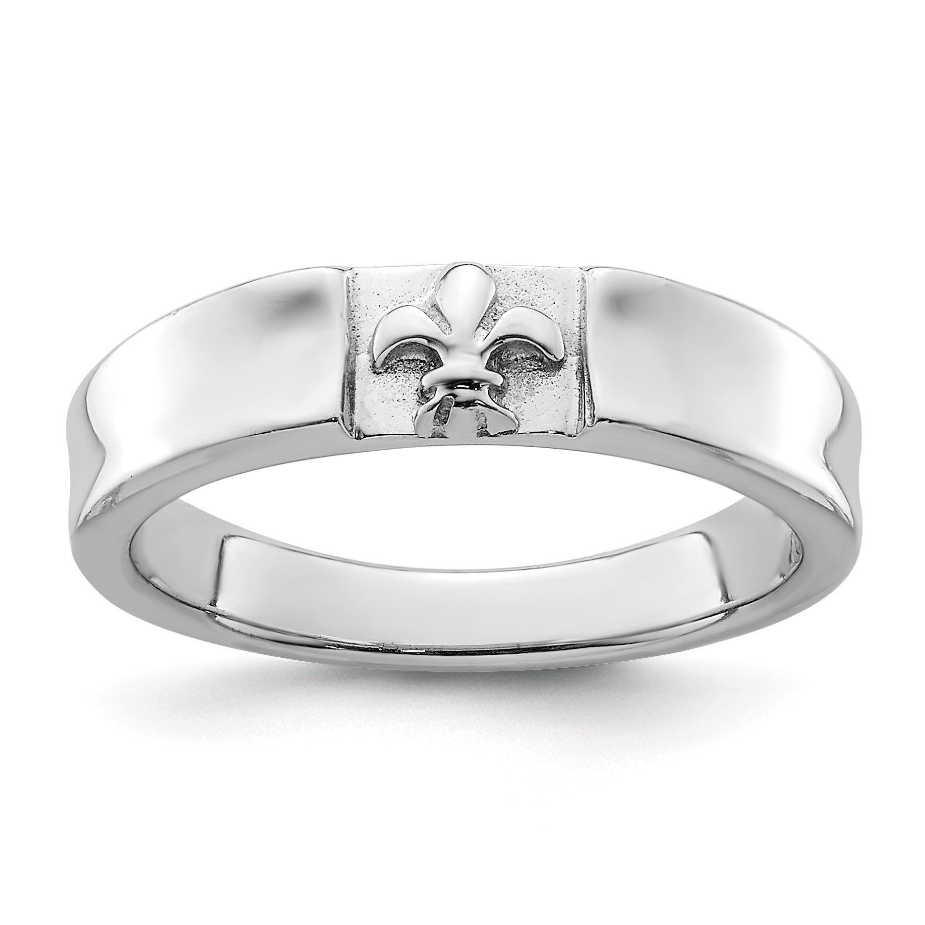 Sterling Silver Rhodium-plated Fleur-de-Lis Band Ring Main image