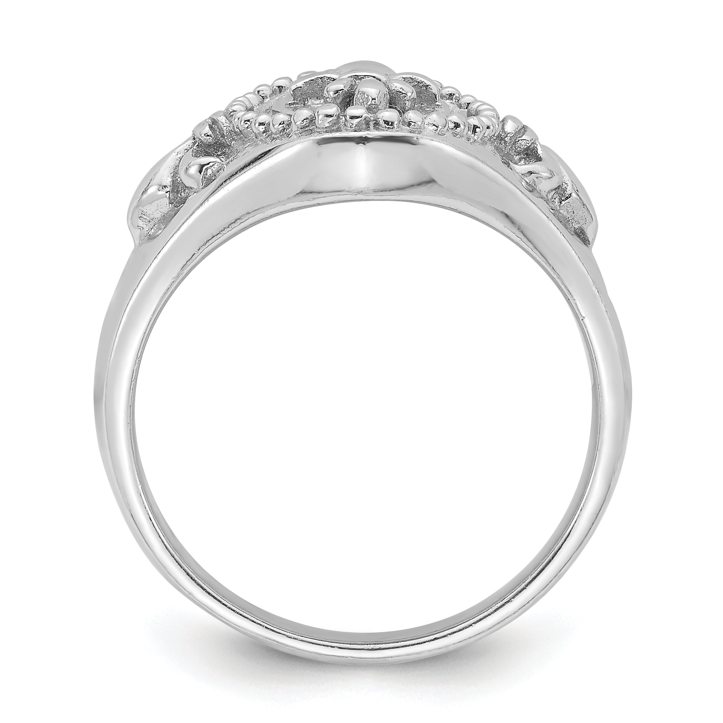 Sterling Silver Rhodium-plated Fleur de Lis Ring Secondary image
