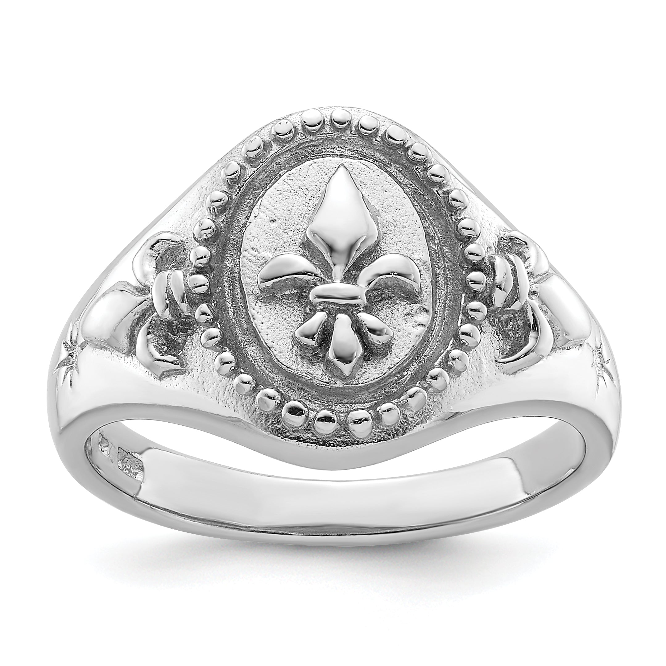 Sterling Silver Rhodium-plated Fleur de Lis Ring Main image