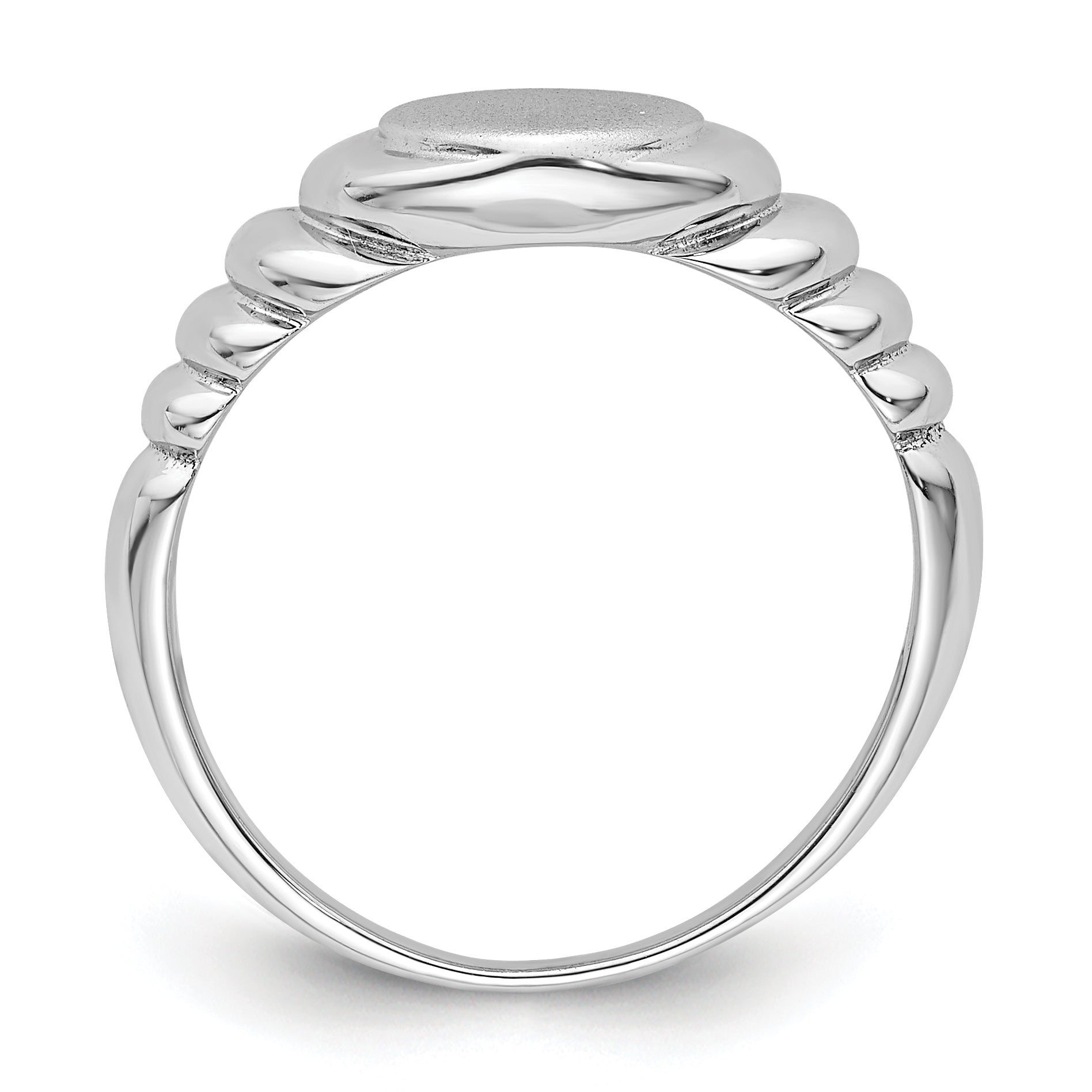 Sterling Silver Rhodium-plated Satin and Polished Signet Ring Secondary image