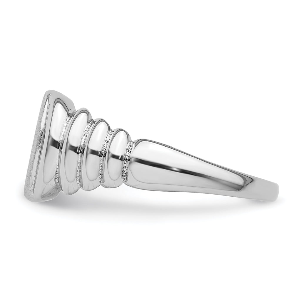 Sterling Silver Rhodium-plated Satin and Polished Signet Ring