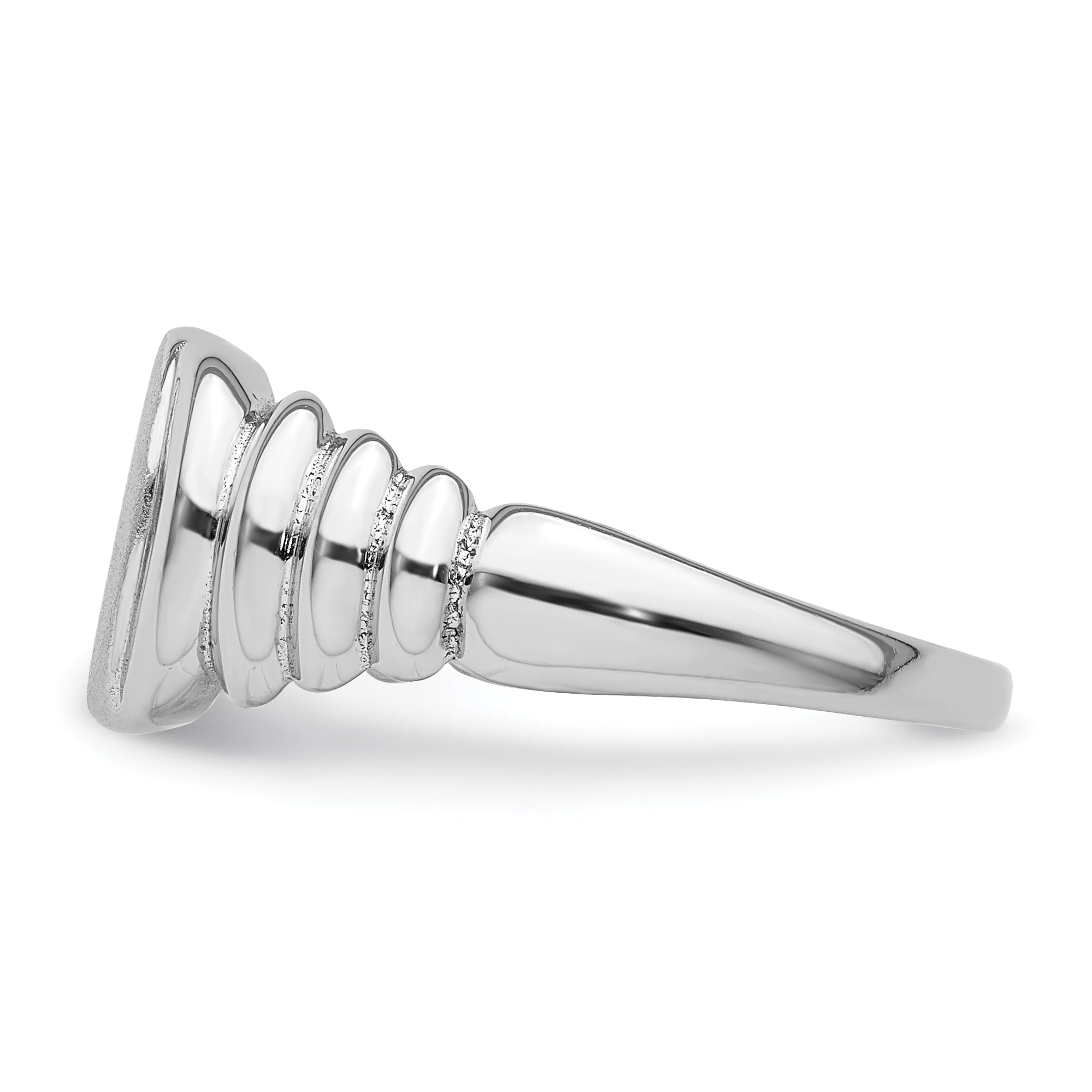 Sterling Silver Rhodium-plated Satin and Polished Signet Ring
