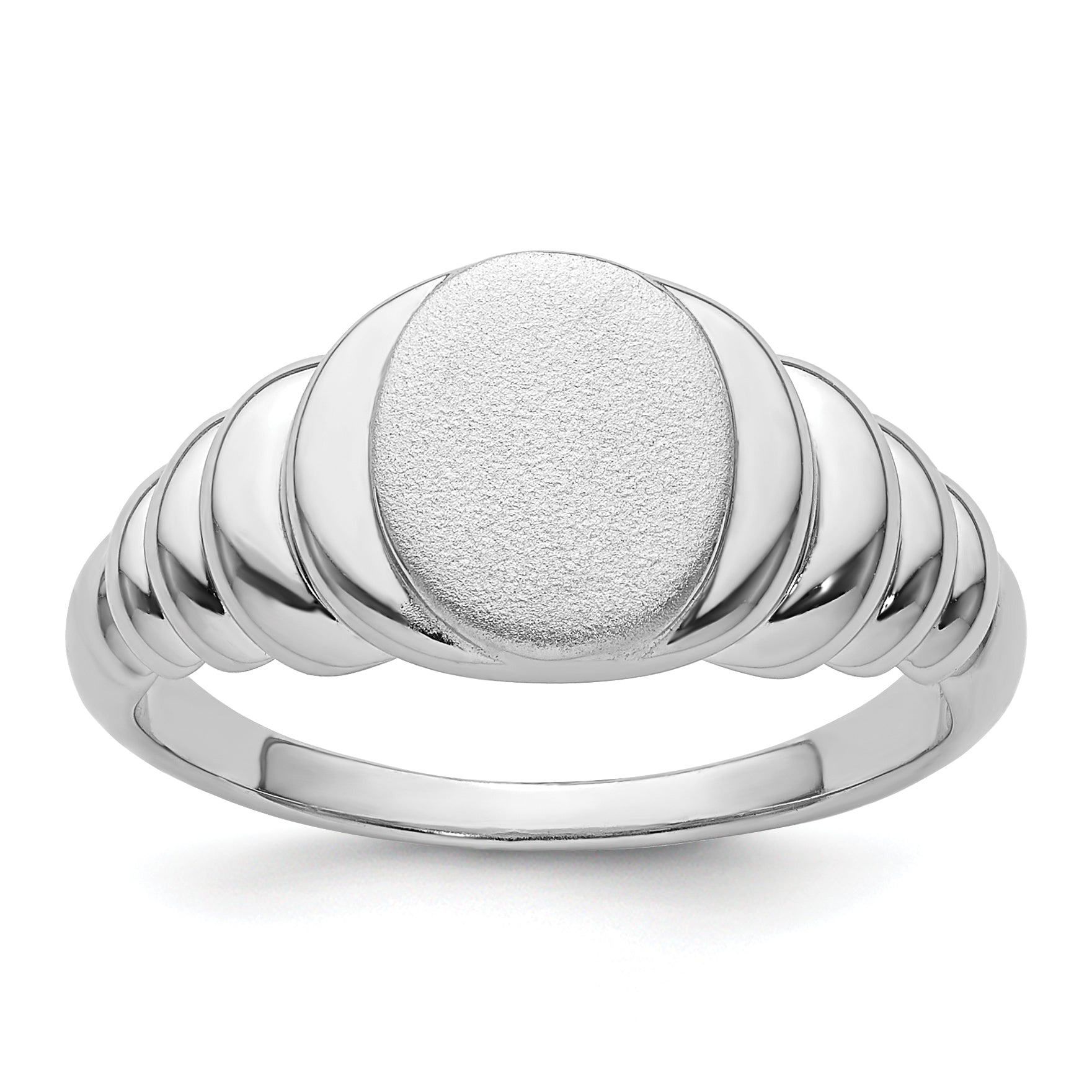 Sterling Silver Rhodium-plated Satin and Polished Signet Ring Main image