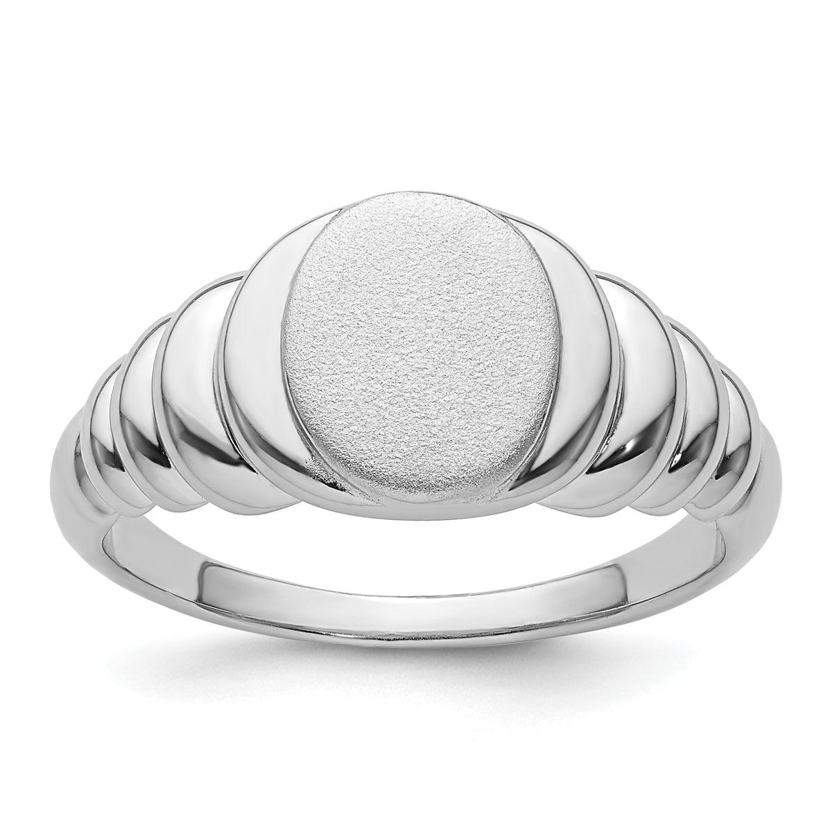 Sterling Silver Rhodium-plated Satin and Polished Signet Ring