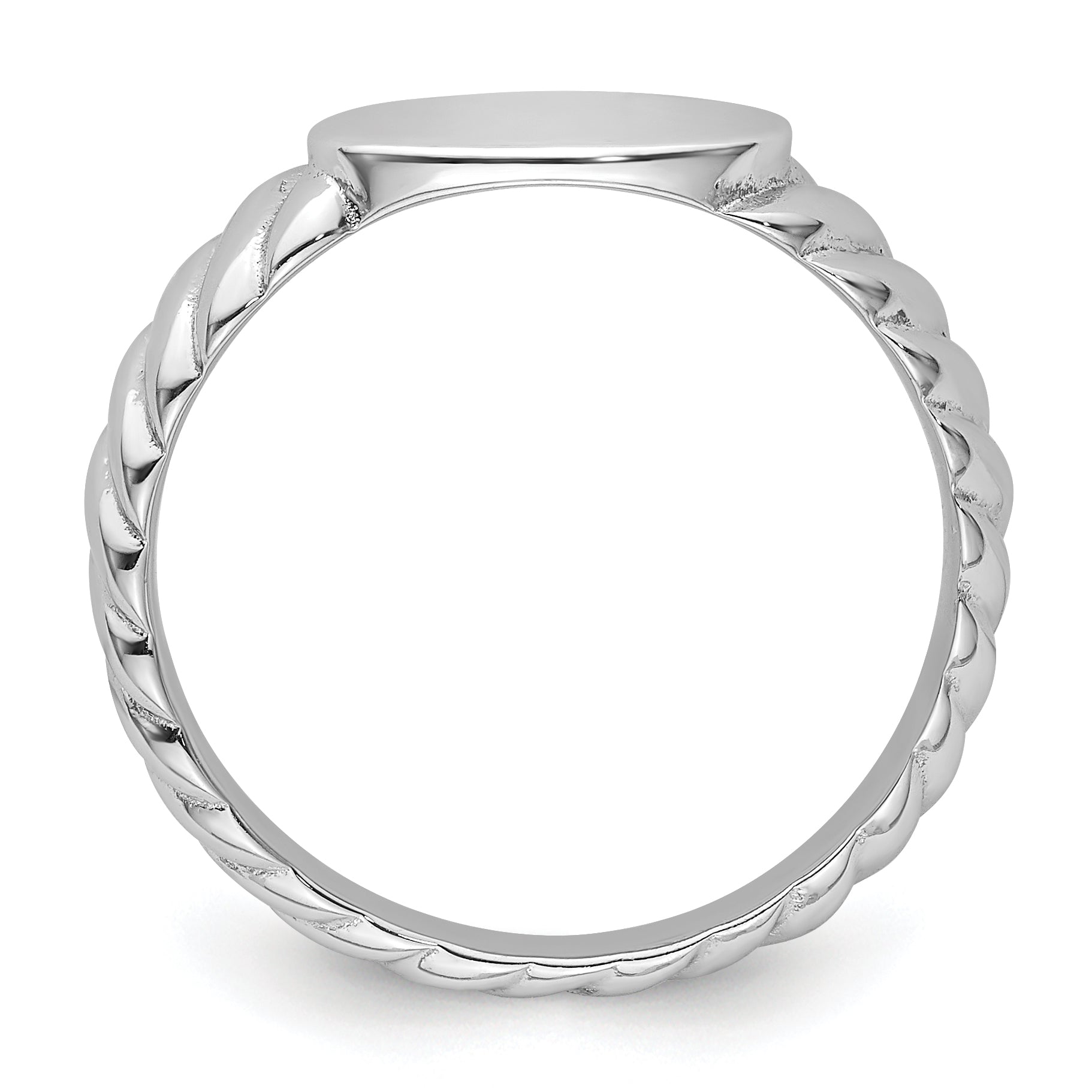 Sterling Silver Rhodium-plated Polished Twist Signet Ring Secondary image