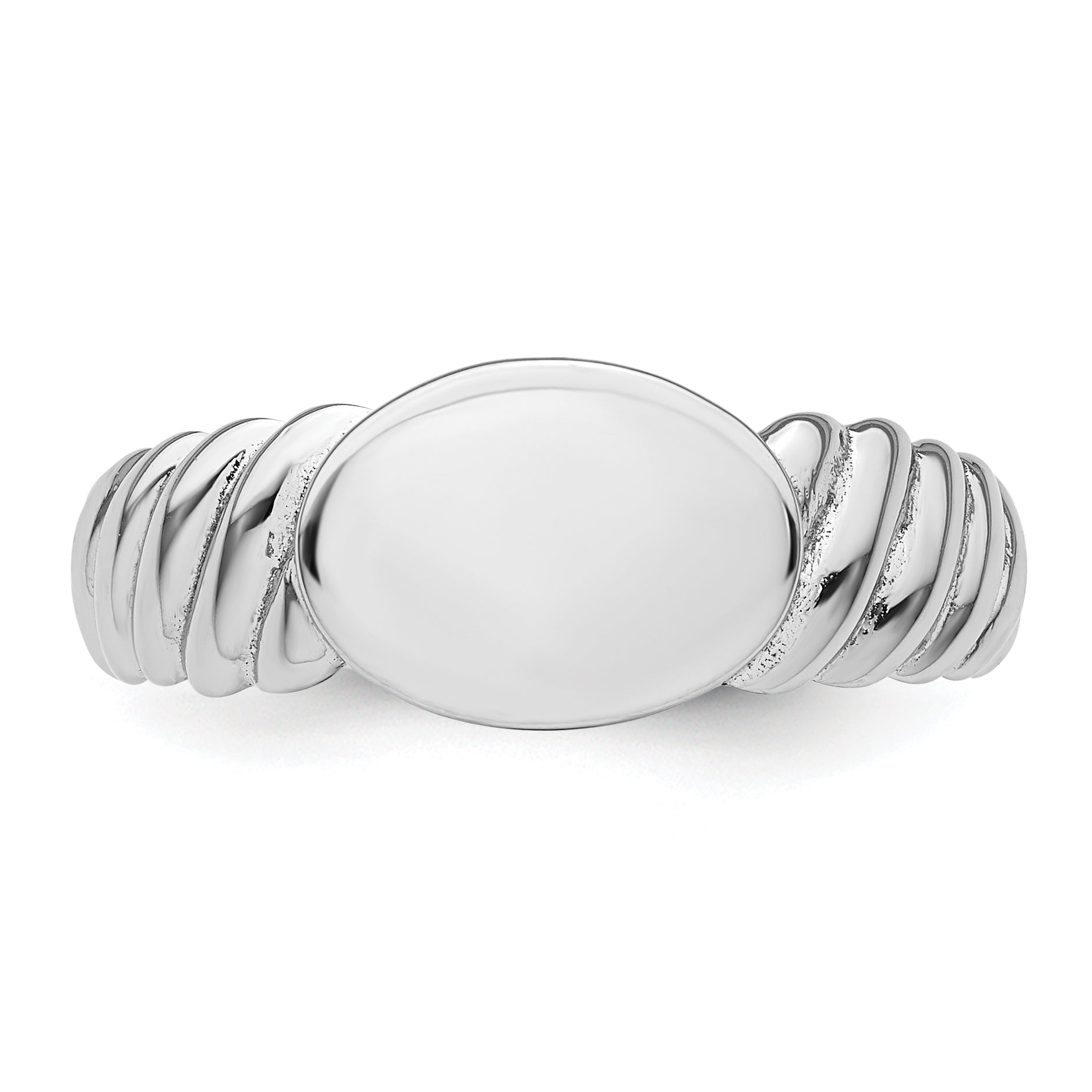 Sterling Silver Rhodium-plated Polished Twist Signet Ring