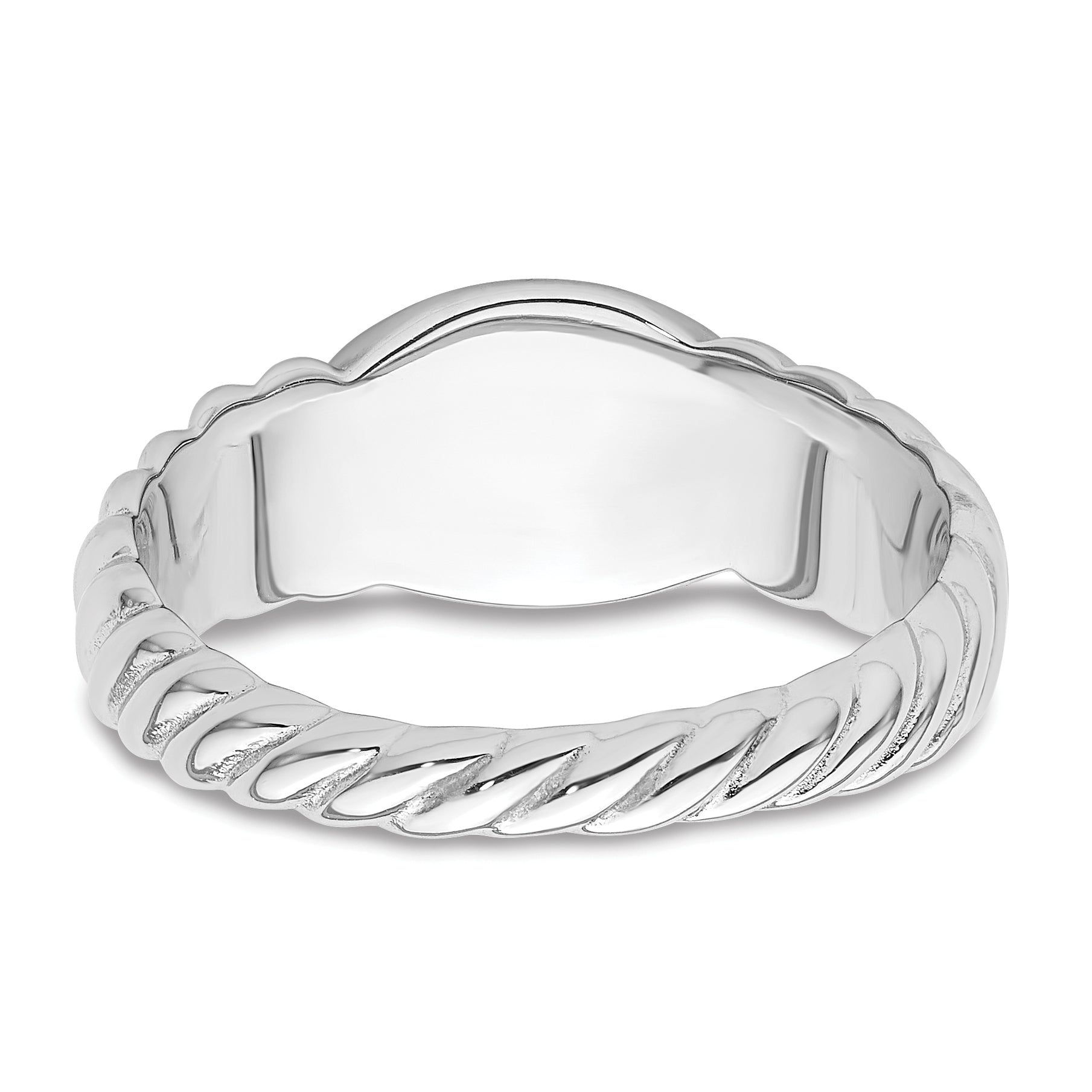 Sterling Silver Rhodium-plated Polished Twist Signet Ring
