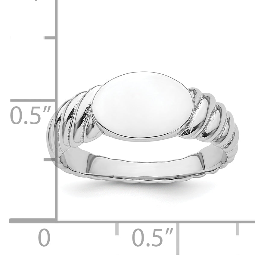 Sterling Silver Rhodium-plated Polished Twist Signet Ring