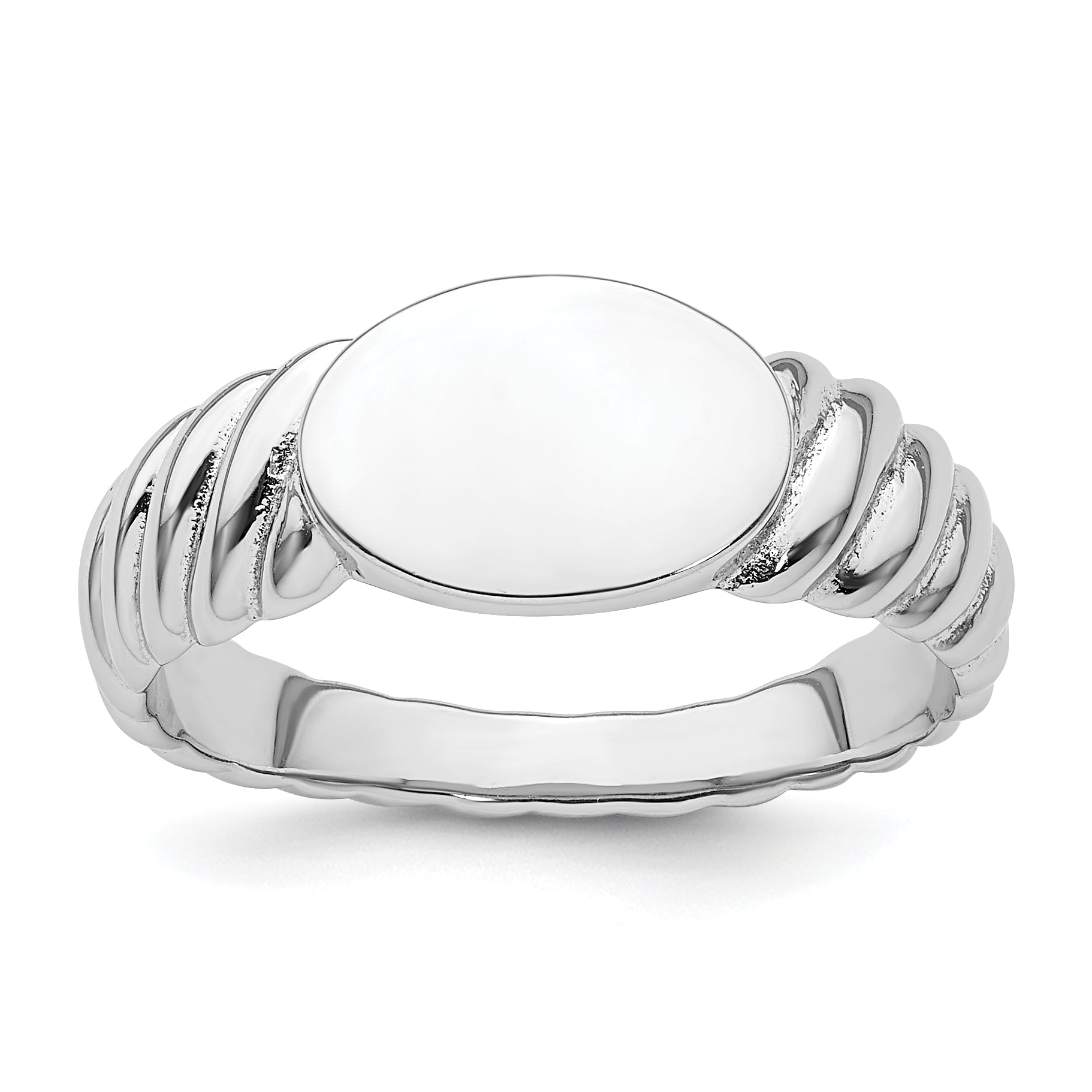 Sterling Silver Rhodium-plated Polished Twist Signet Ring Main image