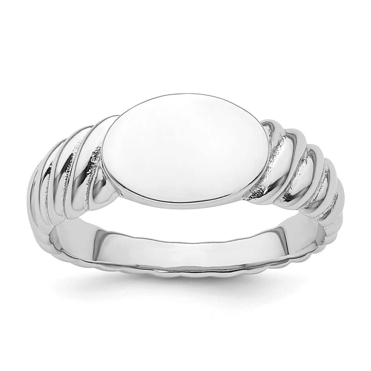 Sterling Silver Rhodium-plated Polished Twist Signet Ring