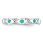 Sterling Silver Rhodium-plated with Enamel Evil Eye Ring