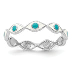 Sterling Silver Rhodium-plated with Enamel Evil Eye Ring