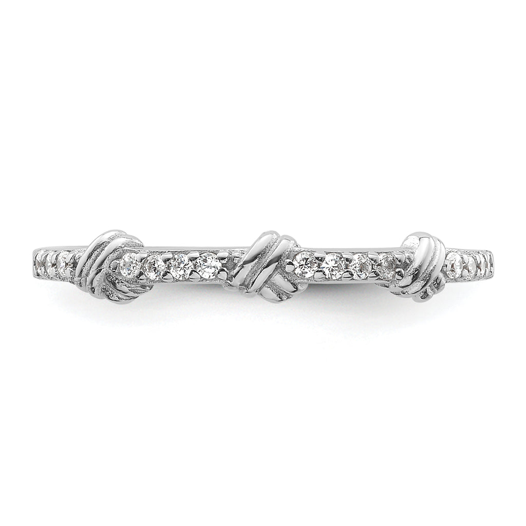Sterling Silver Rhodium-plated Clear CZ Knot Ring