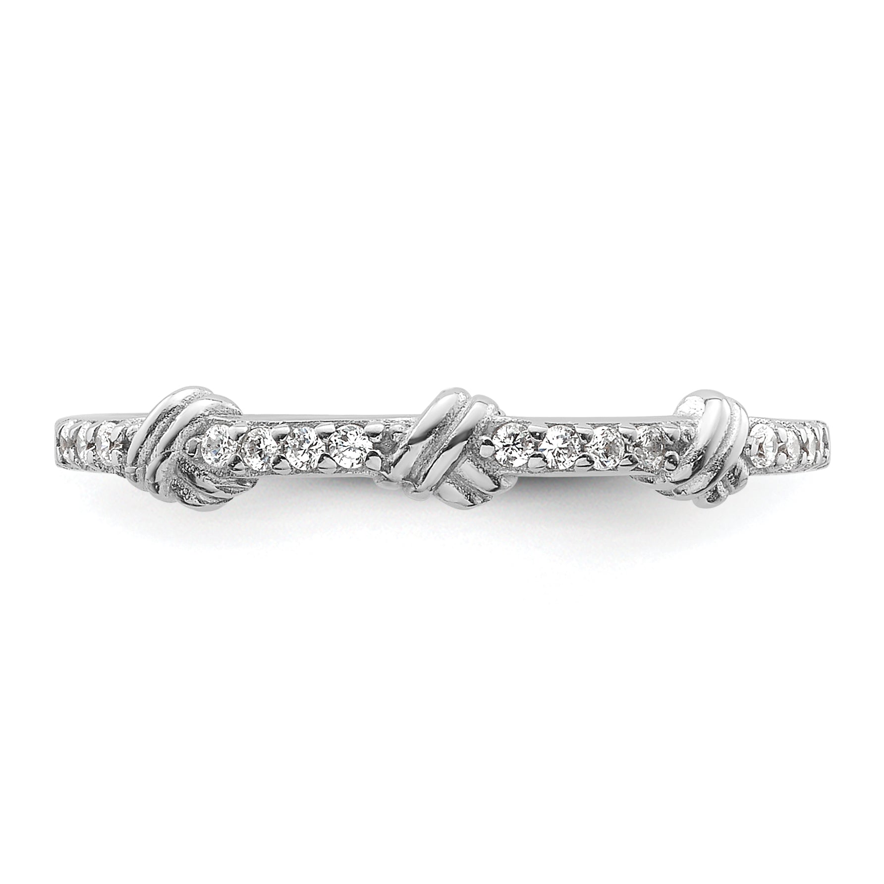 Sterling Silver Rhodium-plated Clear CZ Knot Ring