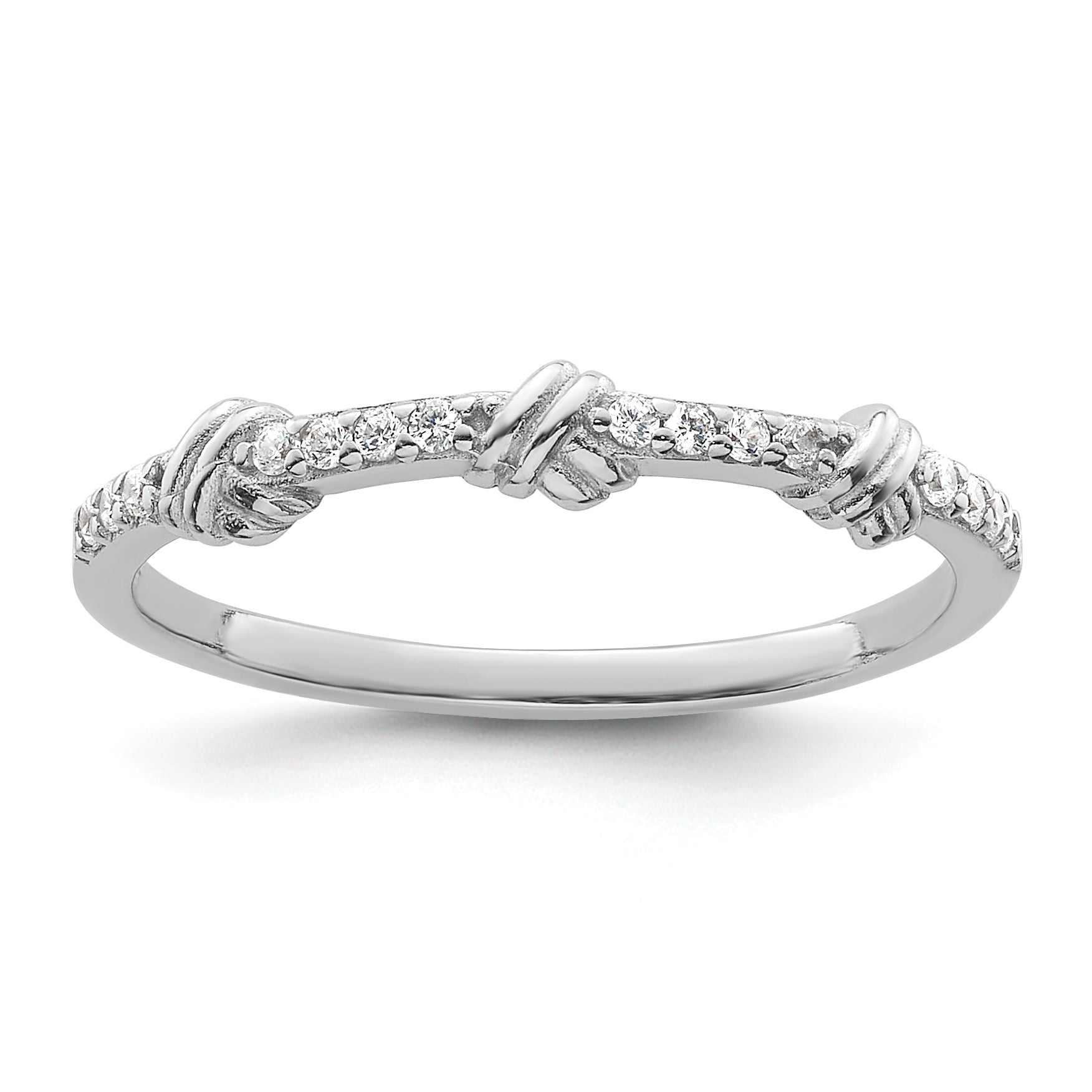 Sterling Silver Rhodium-plated Clear CZ Knot Ring Main image