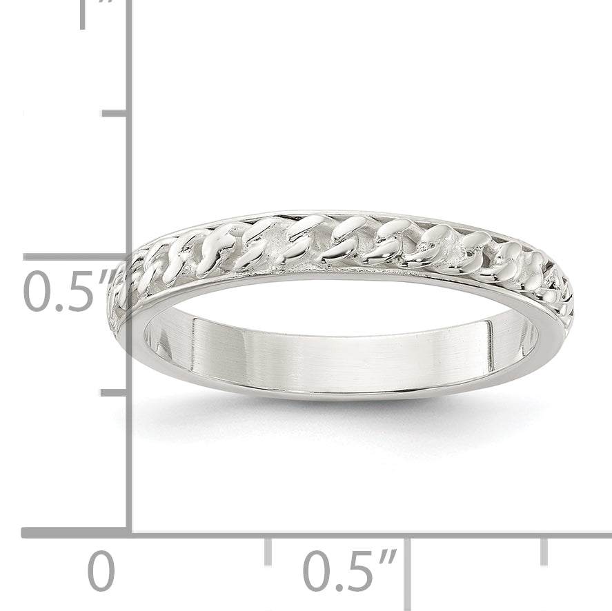 Sterling Silver Chain Inlay Design 3mm Band