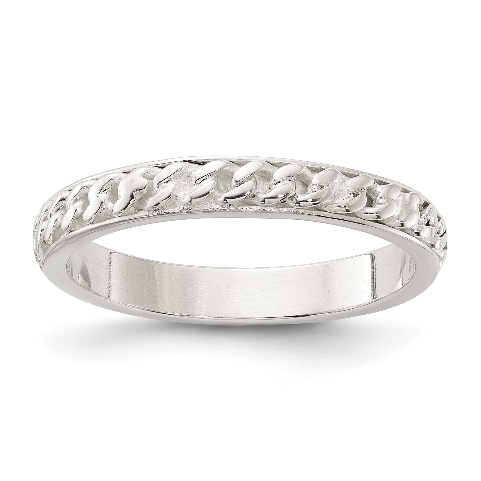 Sterling Silver Chain Inlay Design 3mm Band