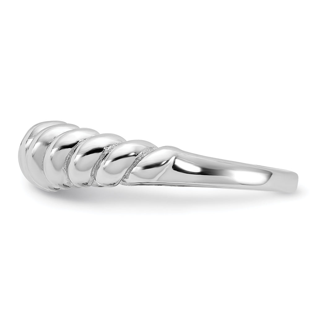 Sterling Silver Rhodium-plated Scalloped Ring