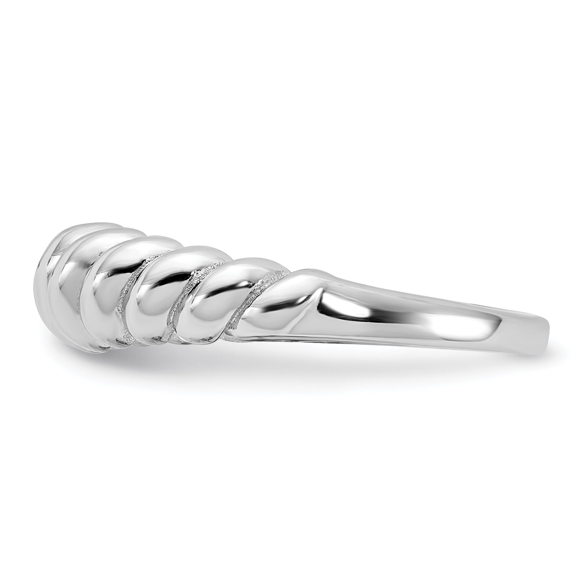 Sterling Silver Rhodium-plated Scalloped Ring