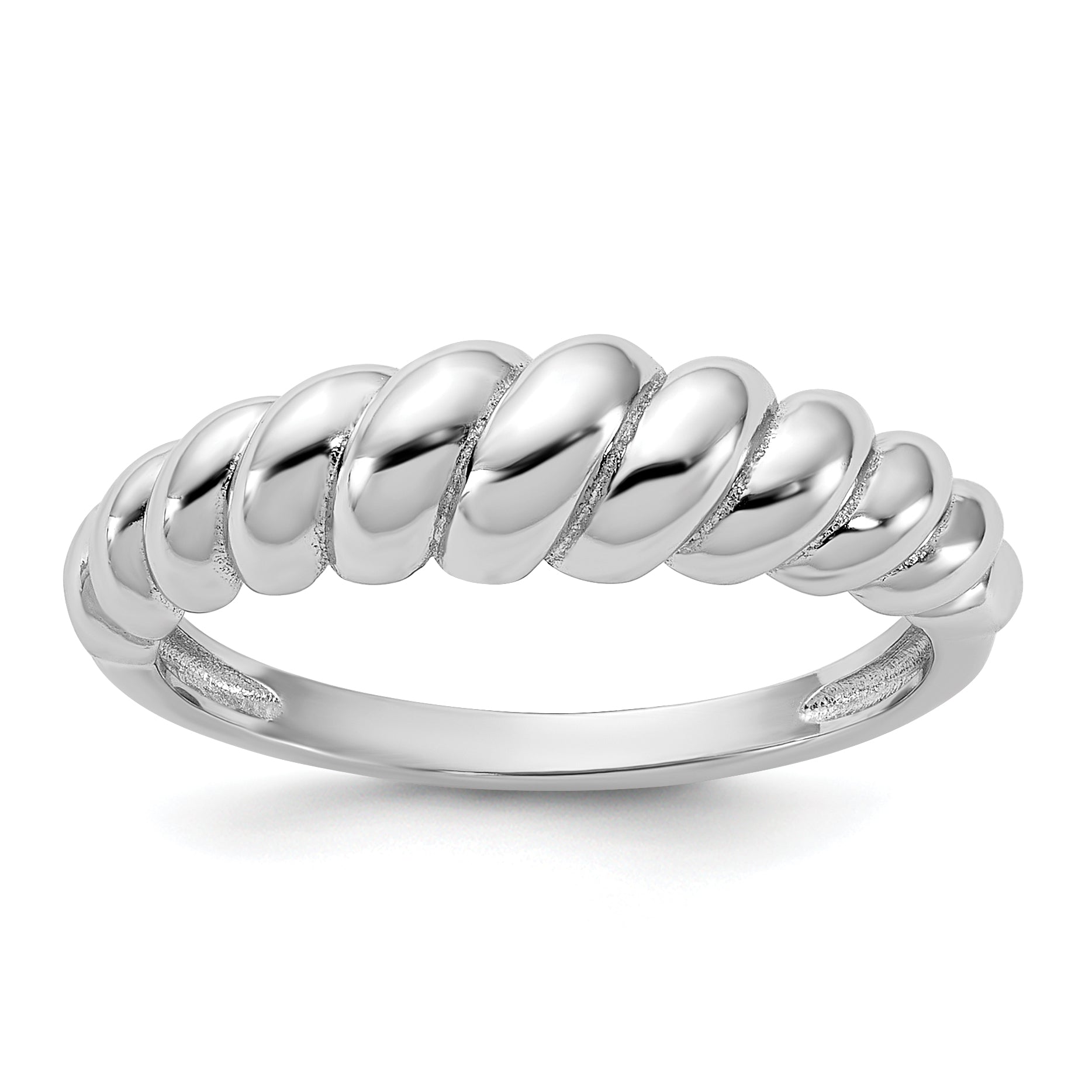 Sterling Silver Rhodium-plated Scalloped Ring Main image