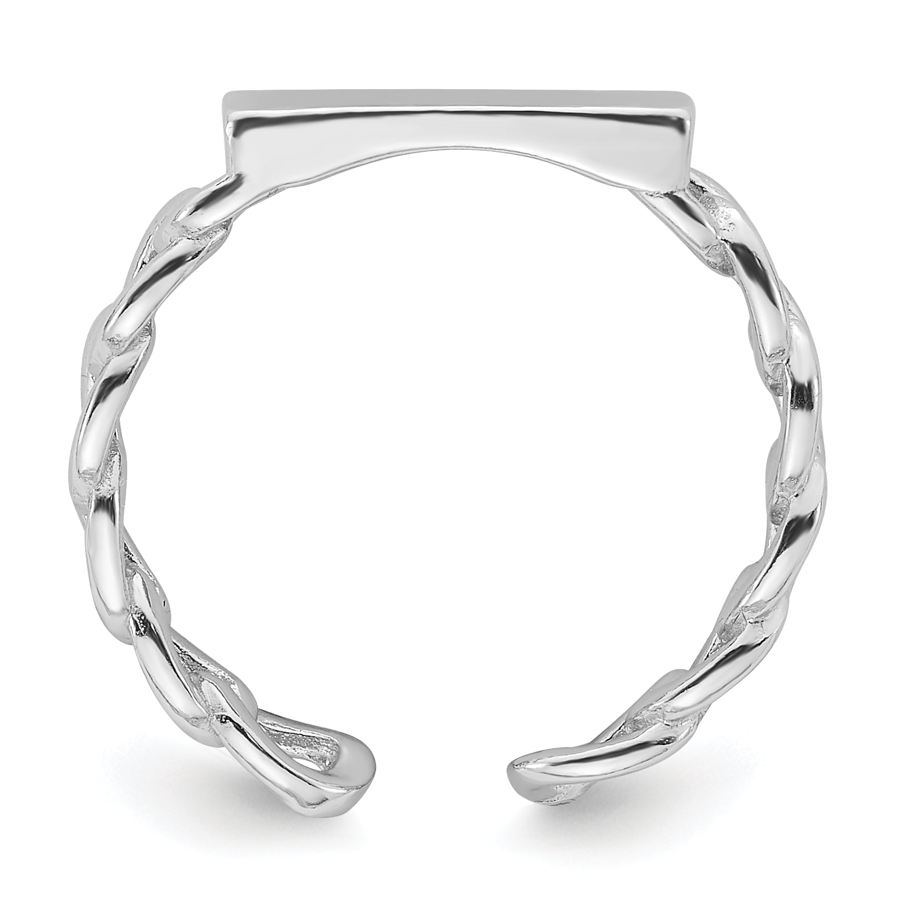 Sterling Silver Rhodium-plated Bar and Chain Link Adjustable Ring Secondary image