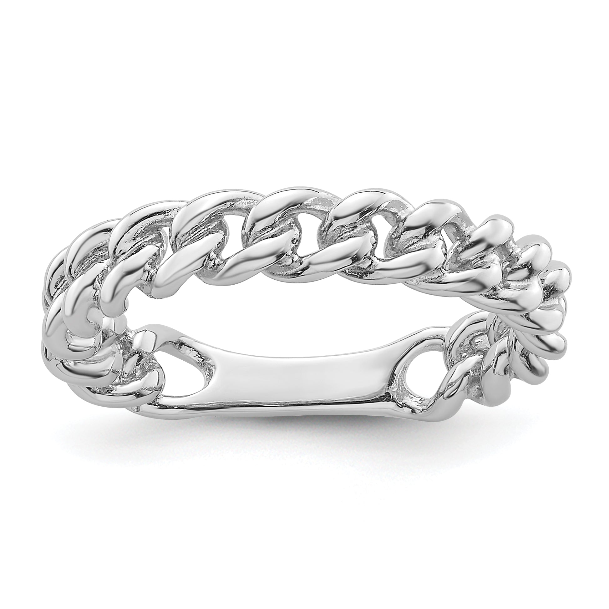 Sterling Silver Rhodium-plated Polished Chain Link Ring Main image