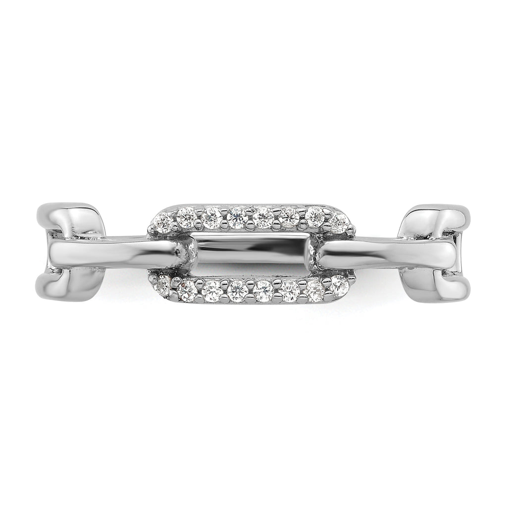 Sterling Silver Rhodium-plated CZ Link Ring