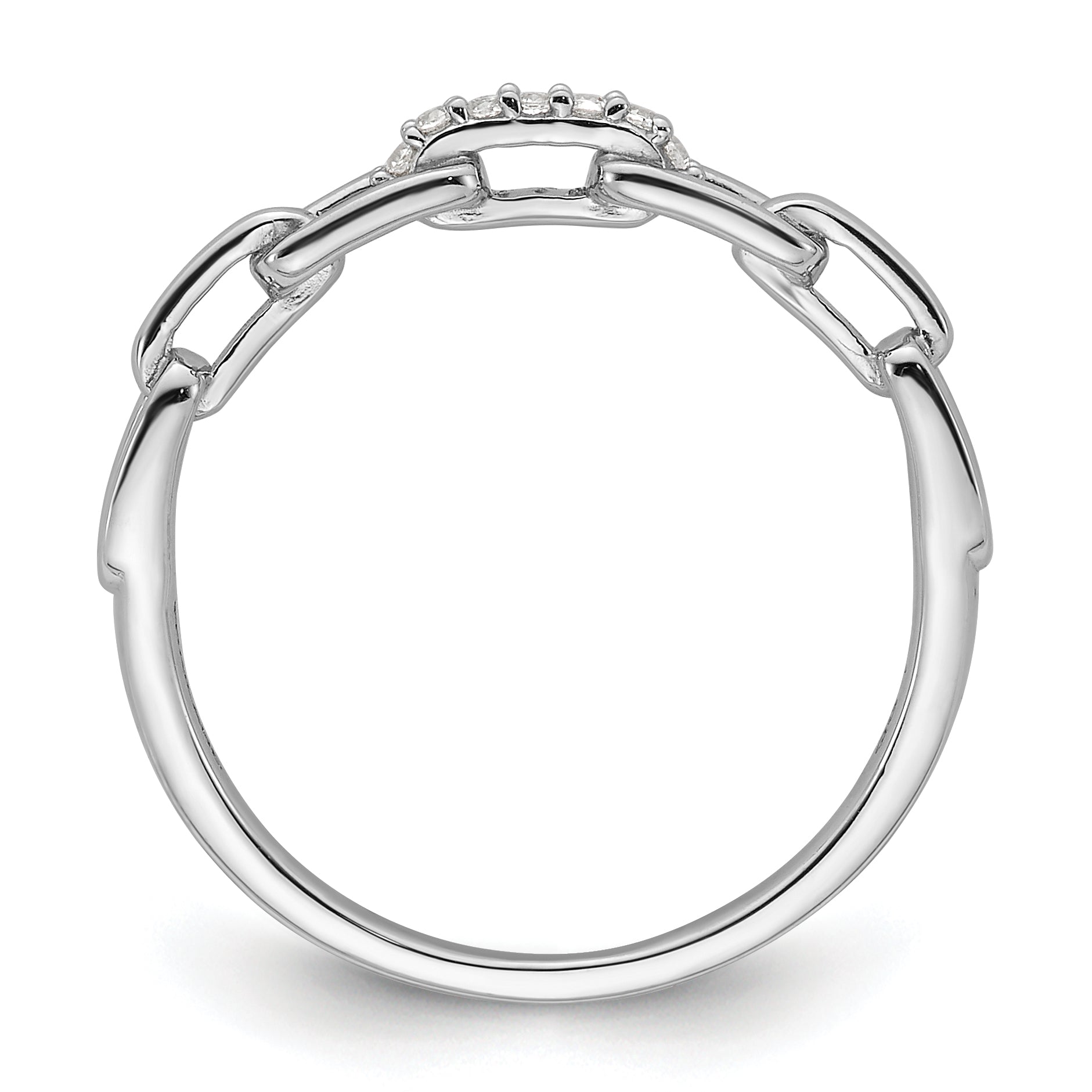 Sterling Silver Rhodium-plated CZ Link Ring