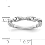 Sterling Silver Rhodium-plated CZ Link Ring