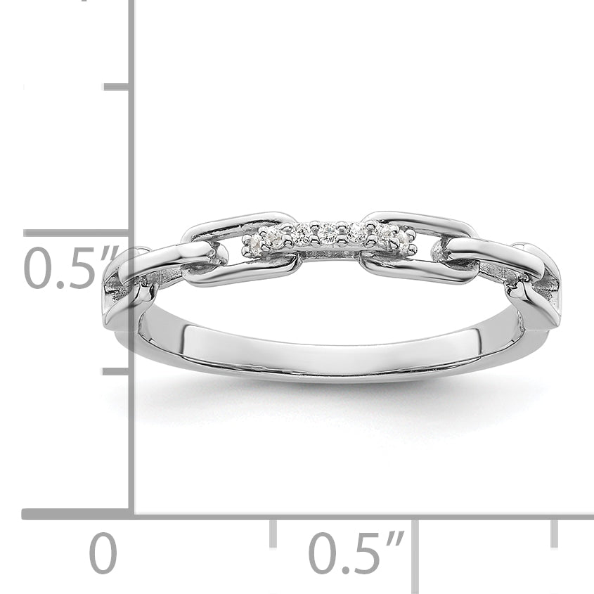 Sterling Silver Rhodium-plated CZ Link Ring