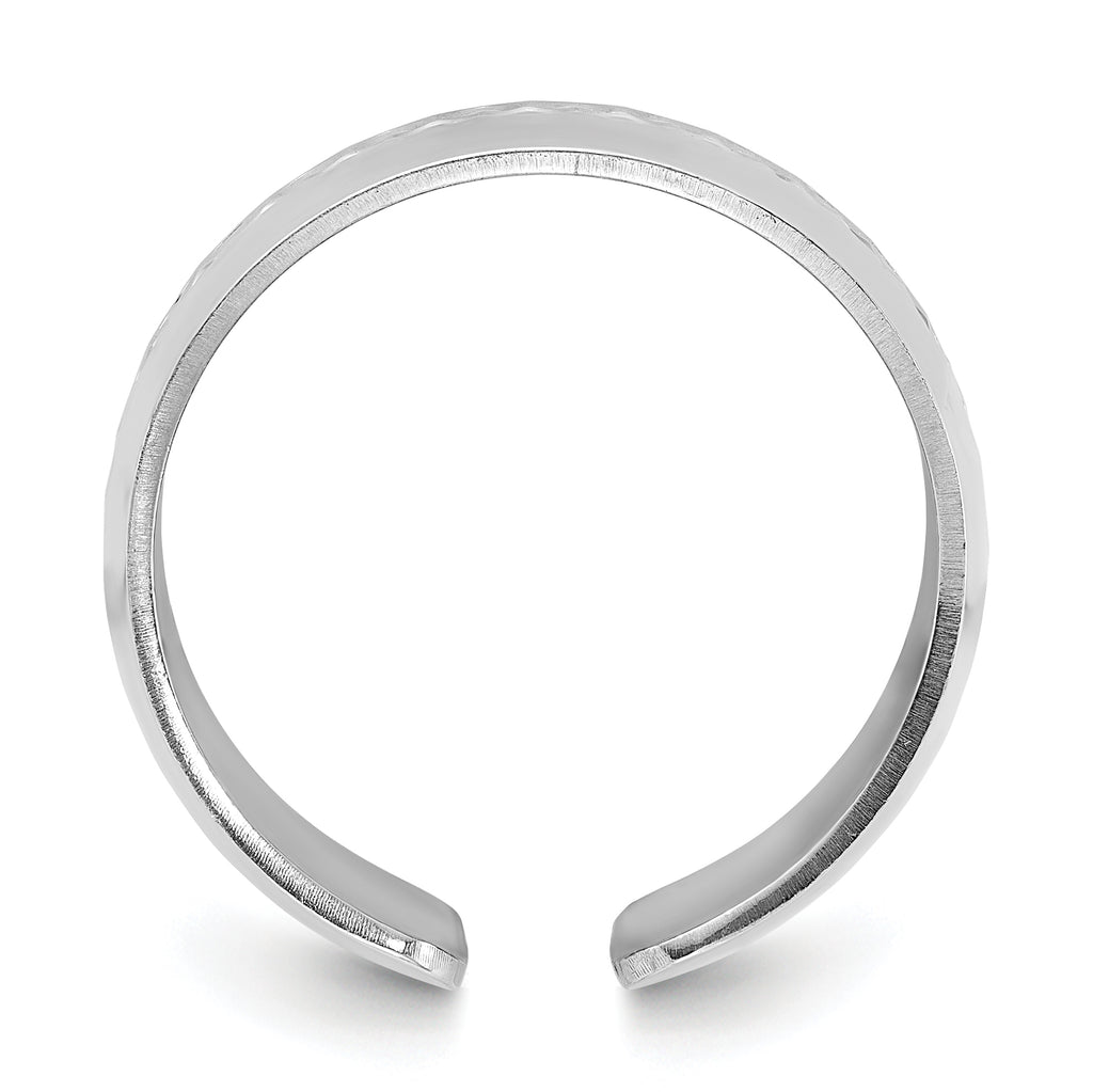 Sterling Silver Rhodium Plated and Textured Adjustable Ring