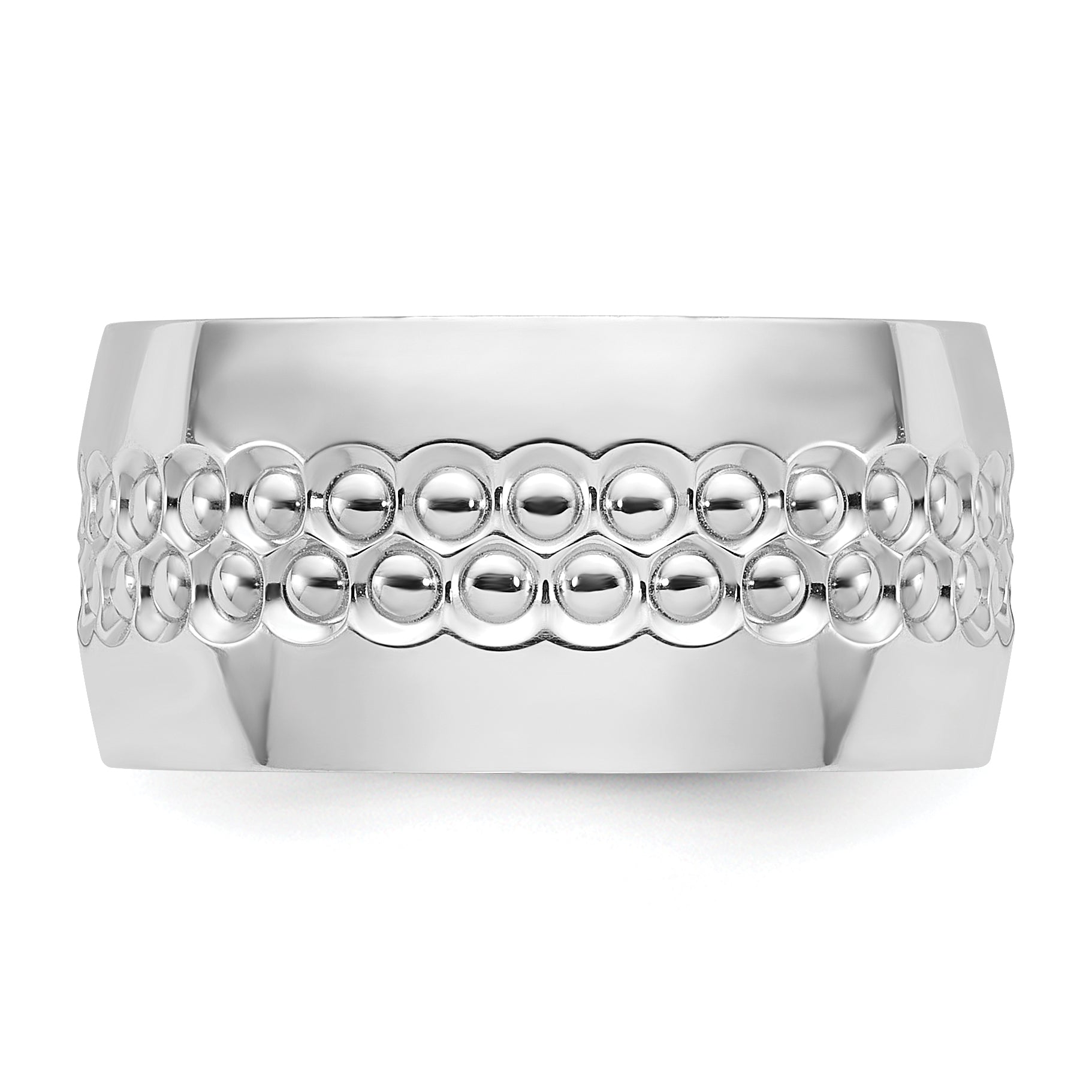 Sterling Silver Rhodium Plated and Textured Adjustable Ring