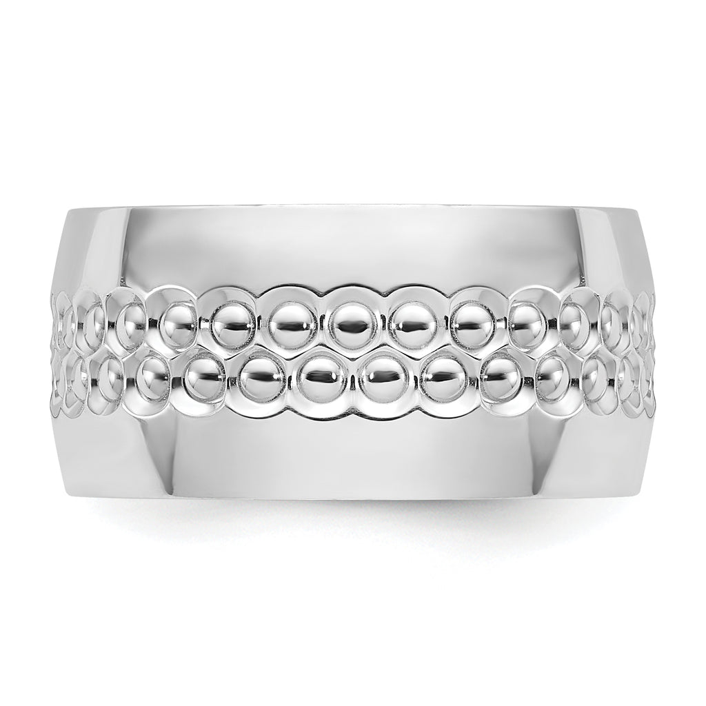 Sterling Silver Rhodium Plated and Textured Adjustable Ring
