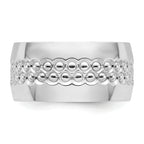 Sterling Silver Rhodium Plated and Textured Adjustable Ring