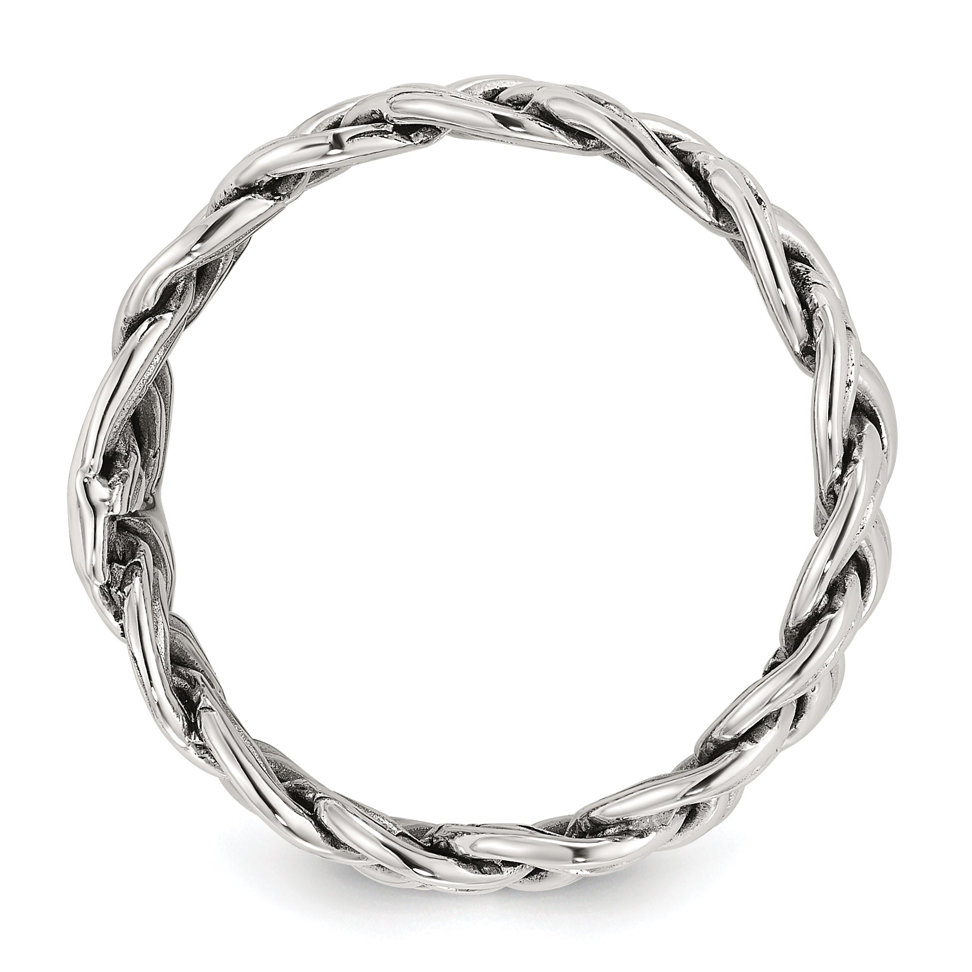 Sterling Silver Oxidize and Polished 6mm Braided Band Secondary image