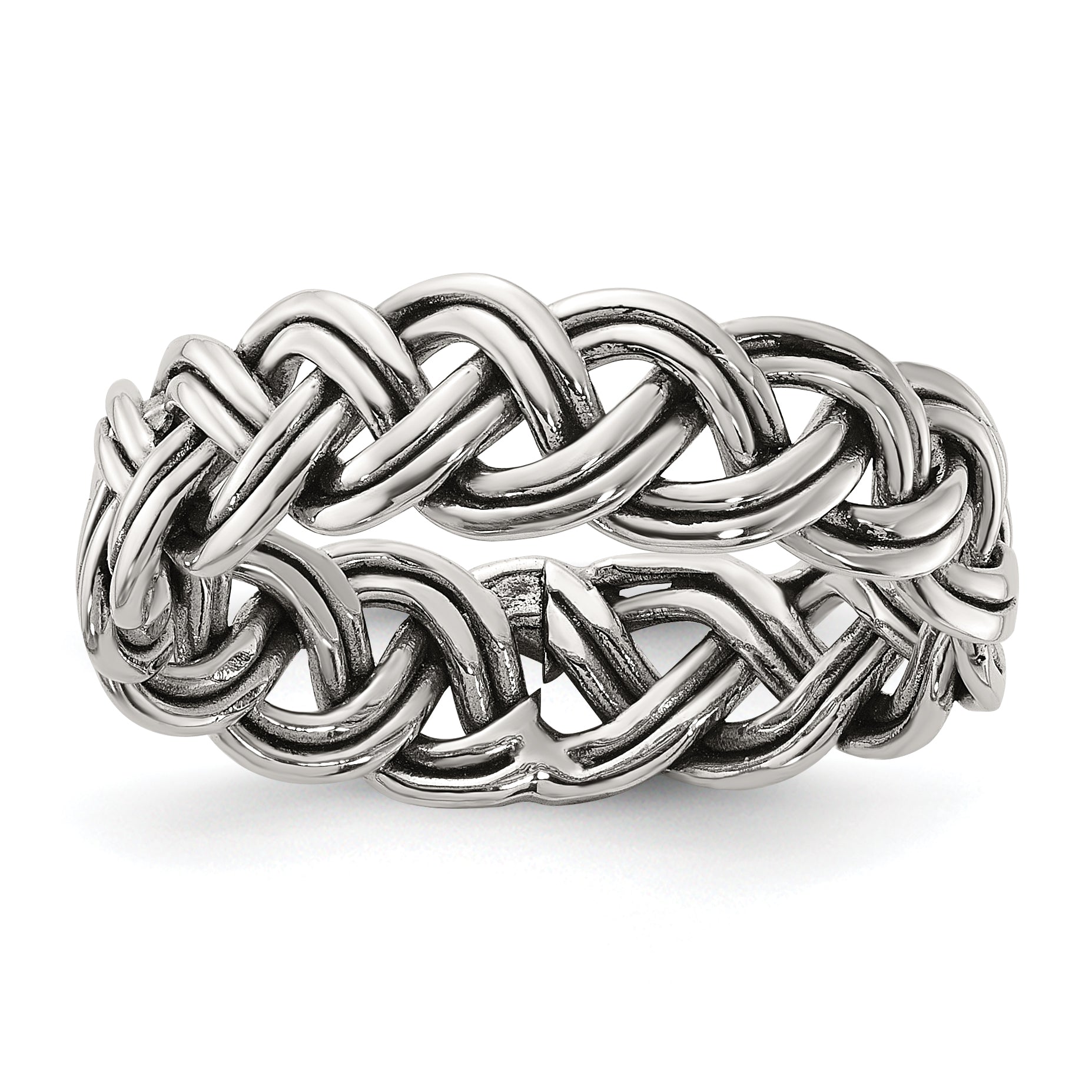 Sterling Silver Oxidize and Polished 6mm Braided Band Main image