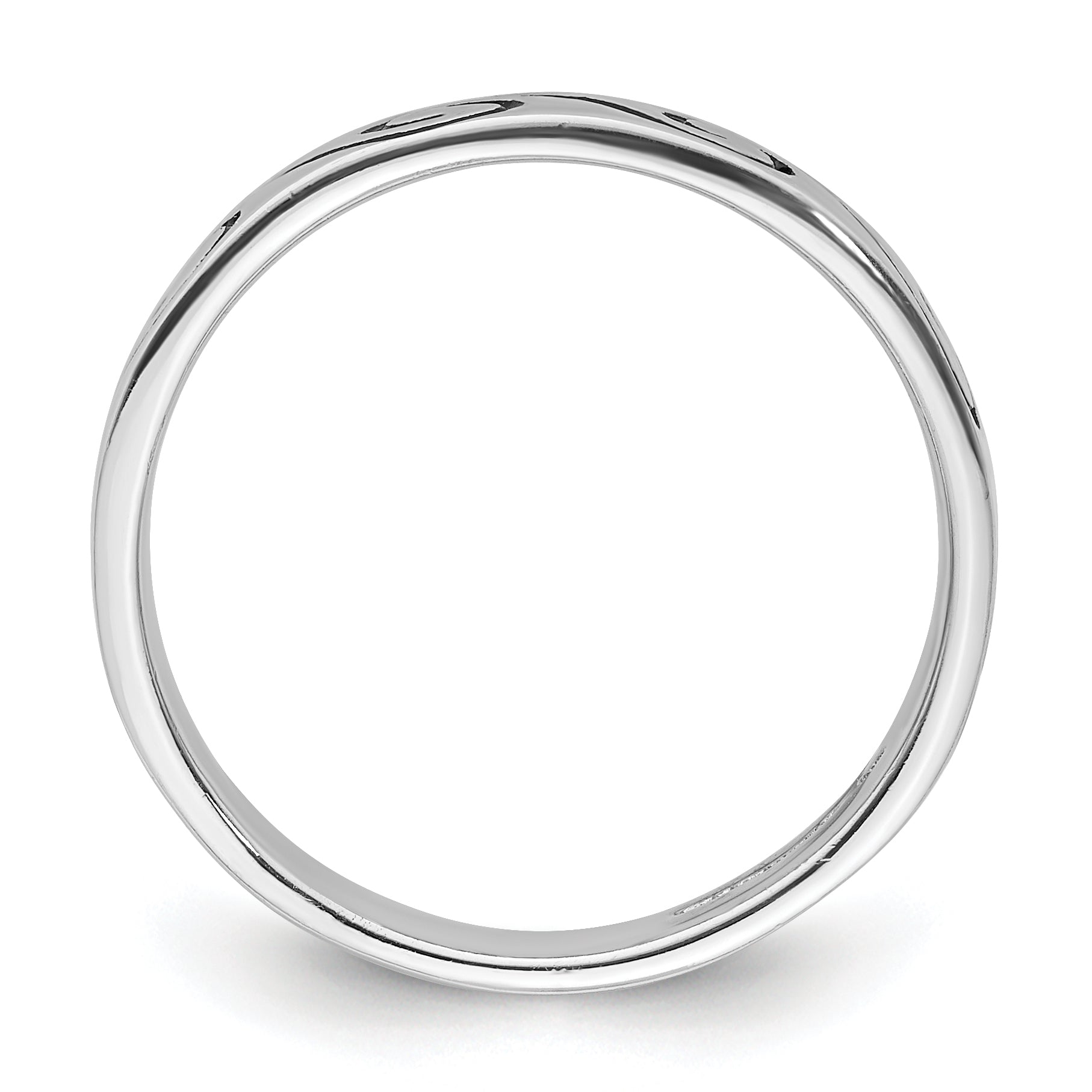 Sterling Silver Rhodium-plated Antiqued Wave Design 4.5mm Band Ring