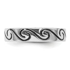 Sterling Silver Rhodium-plated Antiqued Wave Design 4.5mm Band Ring