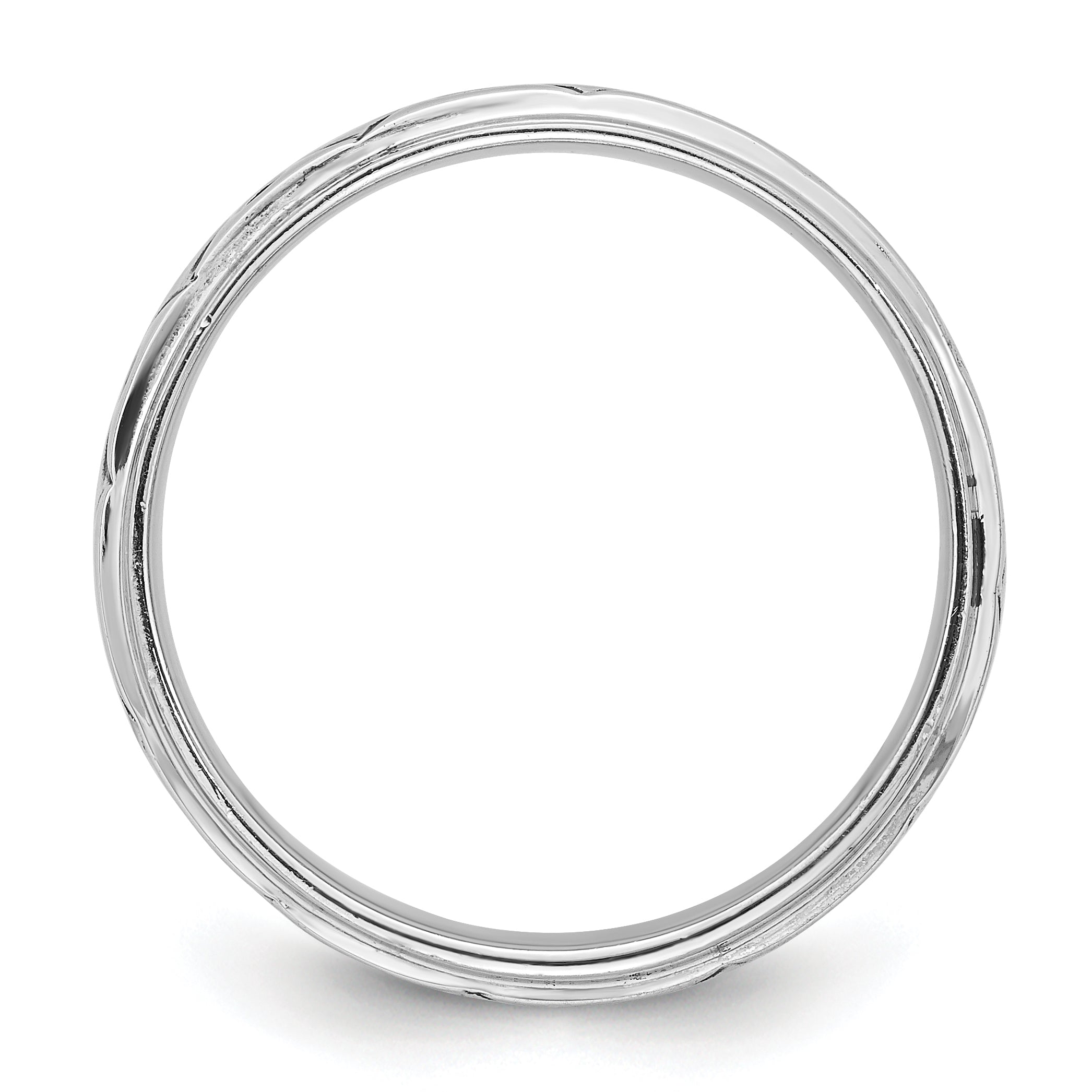Sterling Silver Rhodium-Plated with Antiqued 9mm Zig Zag Band Ring