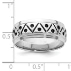 Sterling Silver Rhodium-Plated with Antiqued 9mm Zig Zag Band Ring