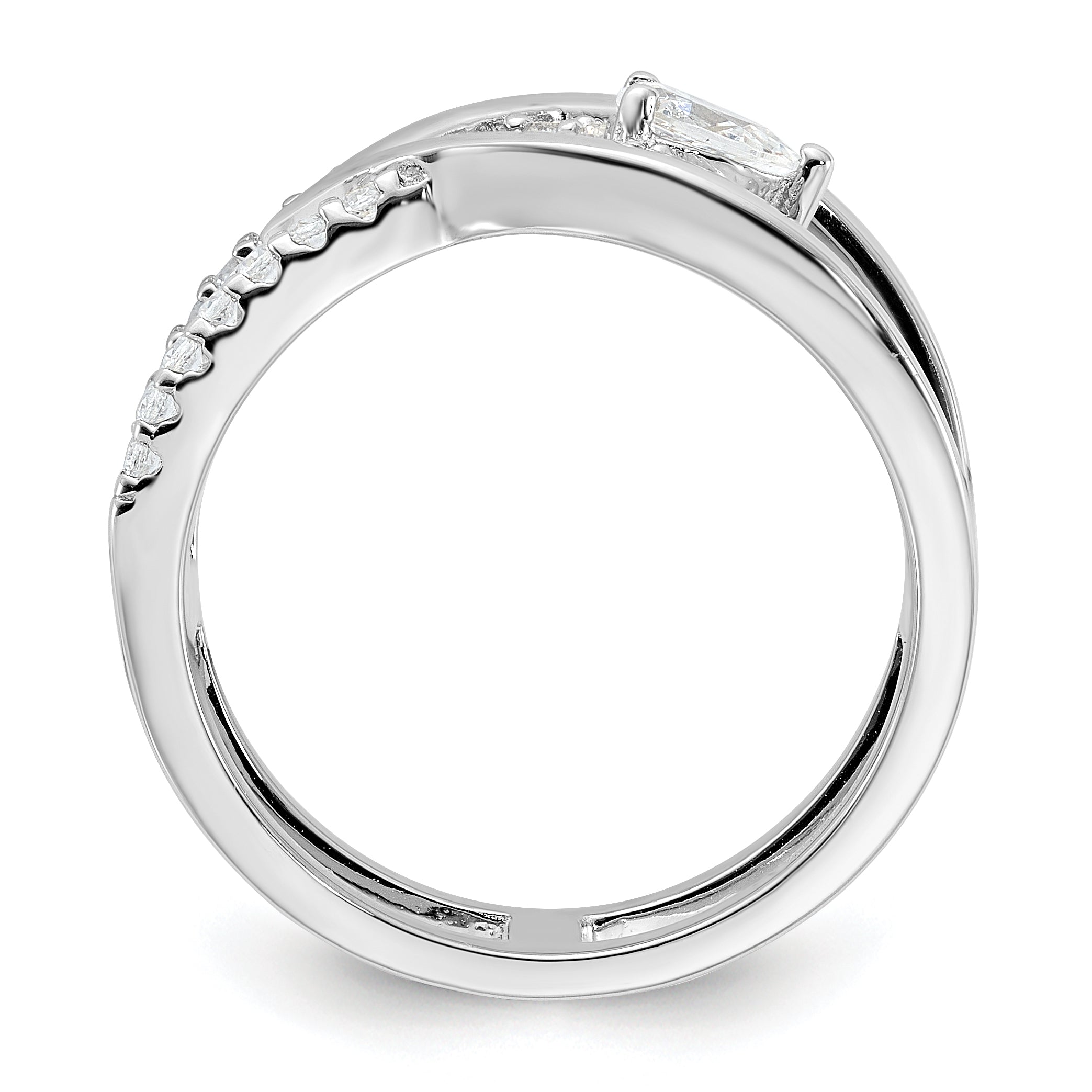 Sterling Silver Rhodium-plated Fancy CZ Ring Secondary image