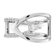 Sterling Silver Rhodium-plated Fancy CZ Ring