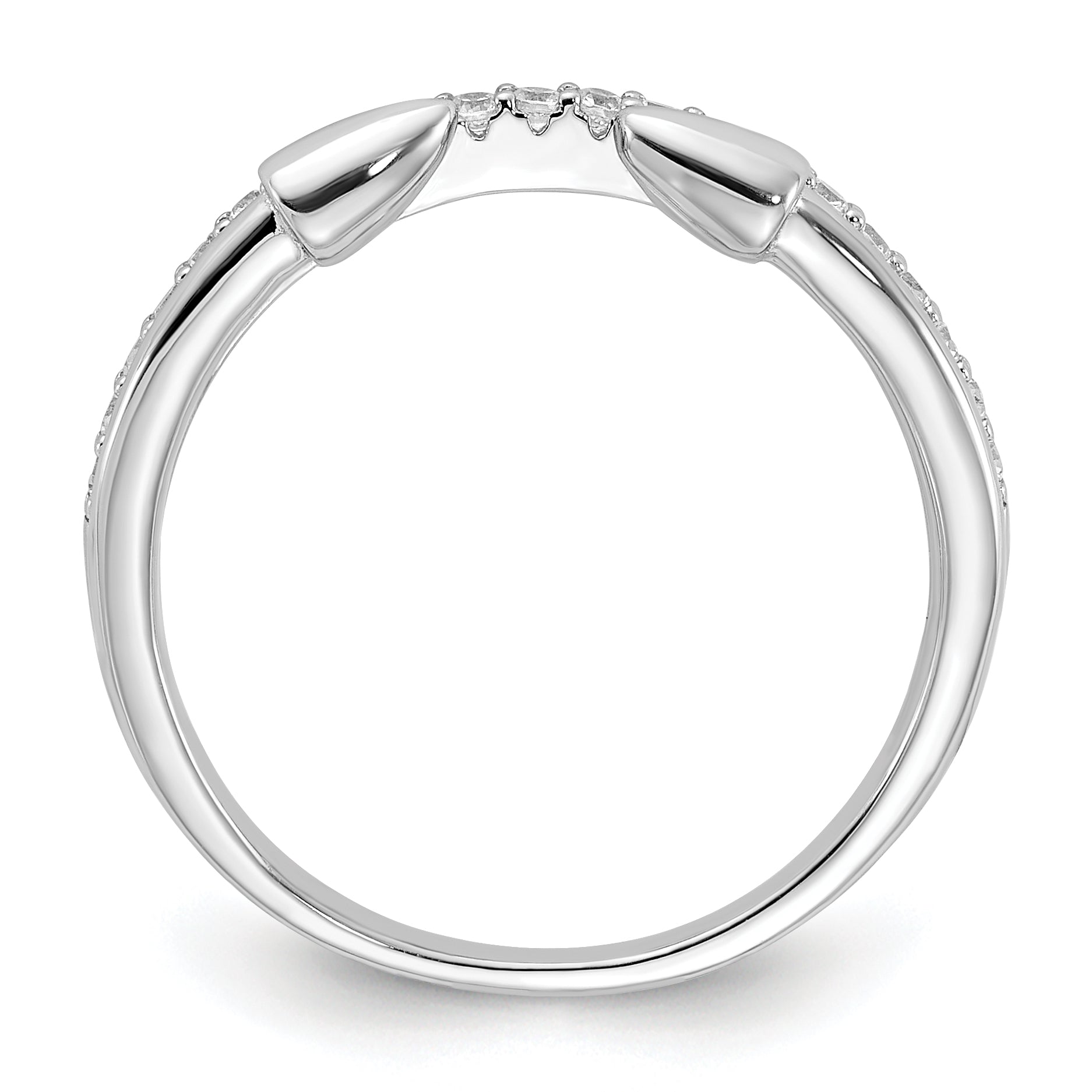 Sterling Silver Rhodium-Plated Cubic Zirconi with Open Arrow Band
