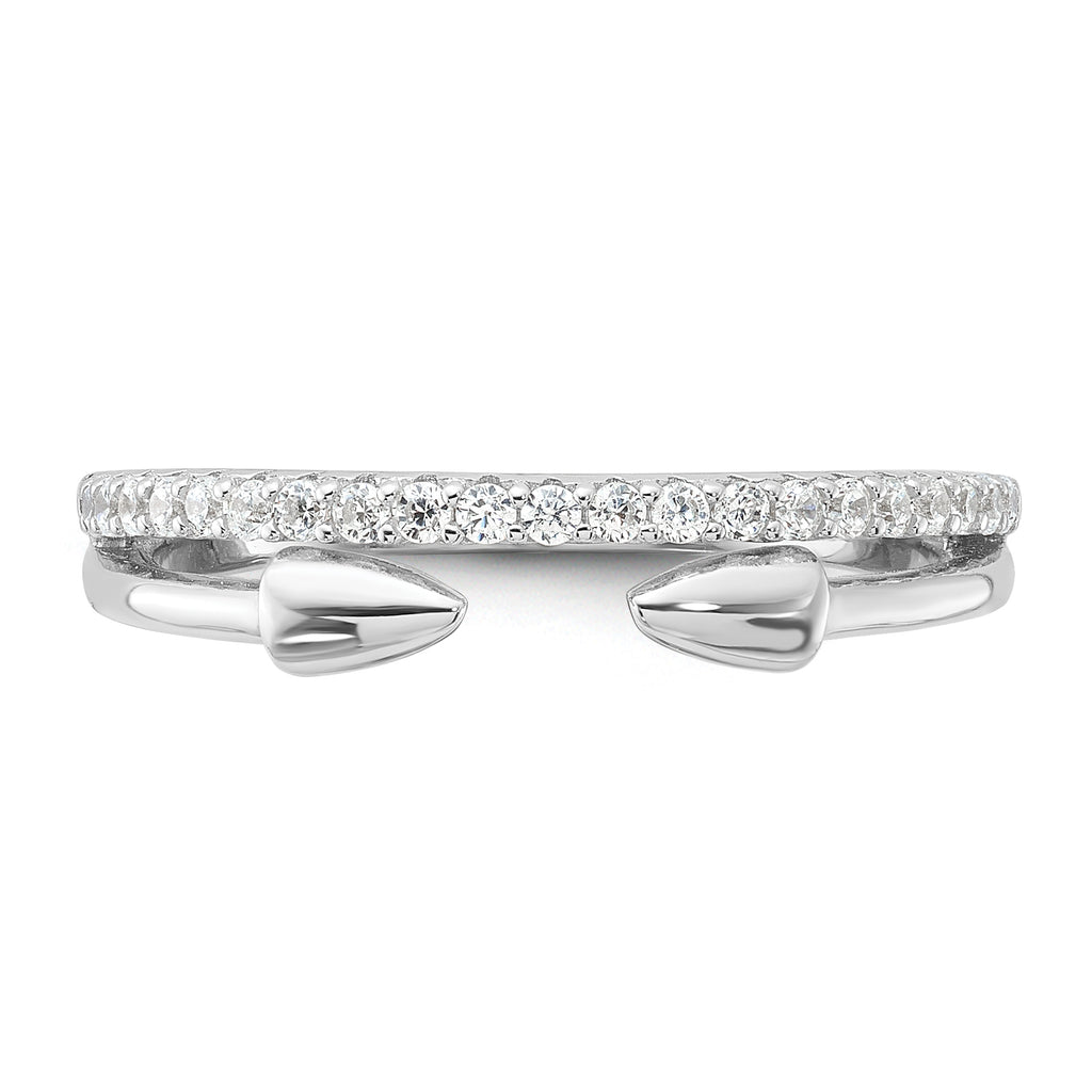 Sterling Silver Rhodium-Plated Cubic Zirconi with Open Arrow Band