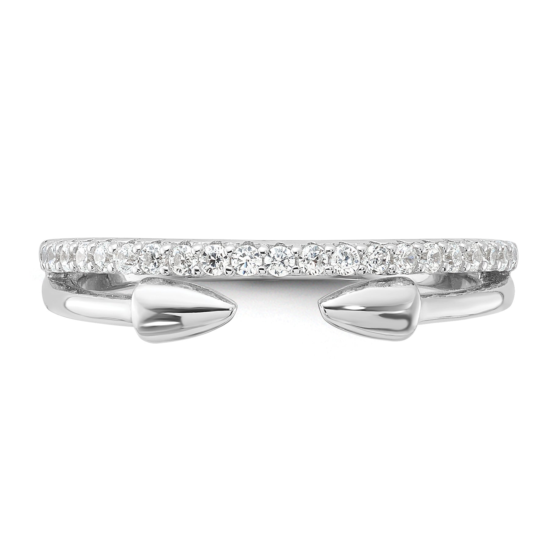 Sterling Silver Rhodium-Plated Cubic Zirconi with Open Arrow Band