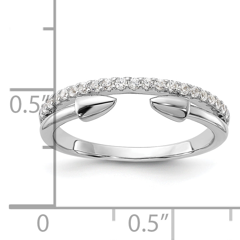 Sterling Silver Rhodium-Plated Cubic Zirconi with Open Arrow Band