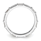 Sterling Silver Rhodium-plated Micro Pave and Baguette CZ Eternity Band