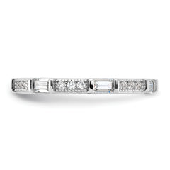 Sterling Silver Rhodium-plated Micro Pave and Baguette CZ Eternity Band